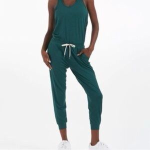 Vuori Racerback Tie Waist Lux Jumpsuit in Jade